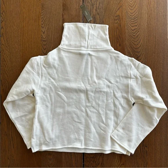 NWT J.Crew Heritage Terry Quarter Zip Sweatshirt Ivory Cream Off White Size S - Picture 2 of 4